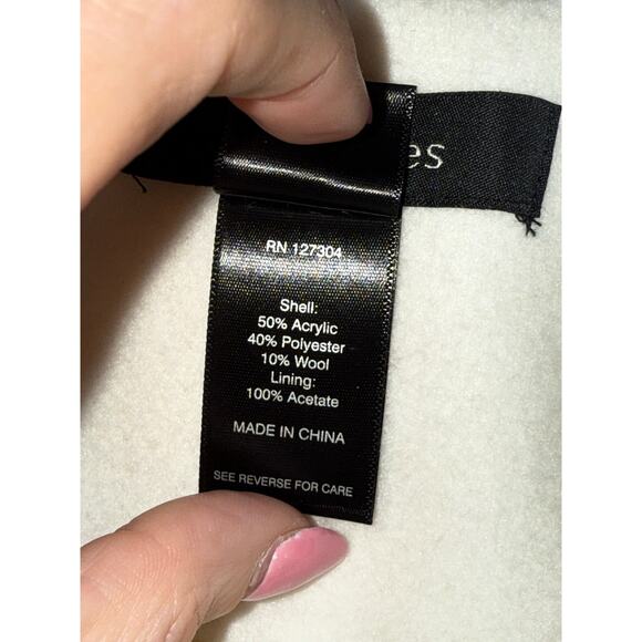 Ali Miles Swing Coat Women Plus Size 1X White Wool A-Line Ruffles Pockets Artsy - Picture 5 of 11